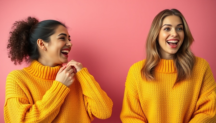 Cheerful women sharing a secret, hiring a marketing fixer theme.