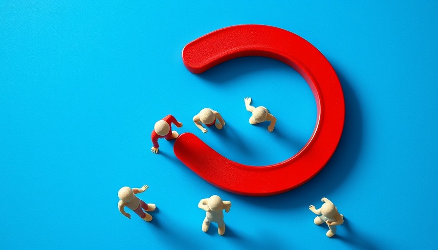 Minimal figurines and magnet representing lead generation system for small businesses.