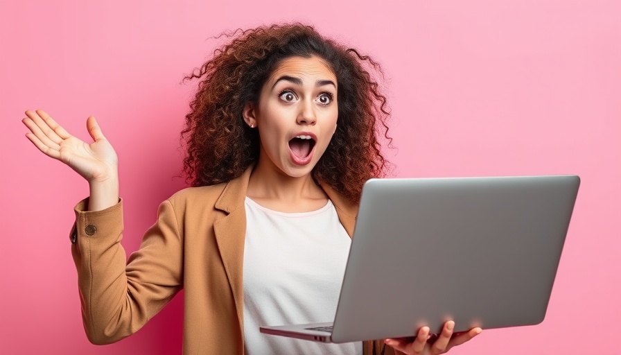 Excited woman holding laptop surprised by email open rate below 10%.