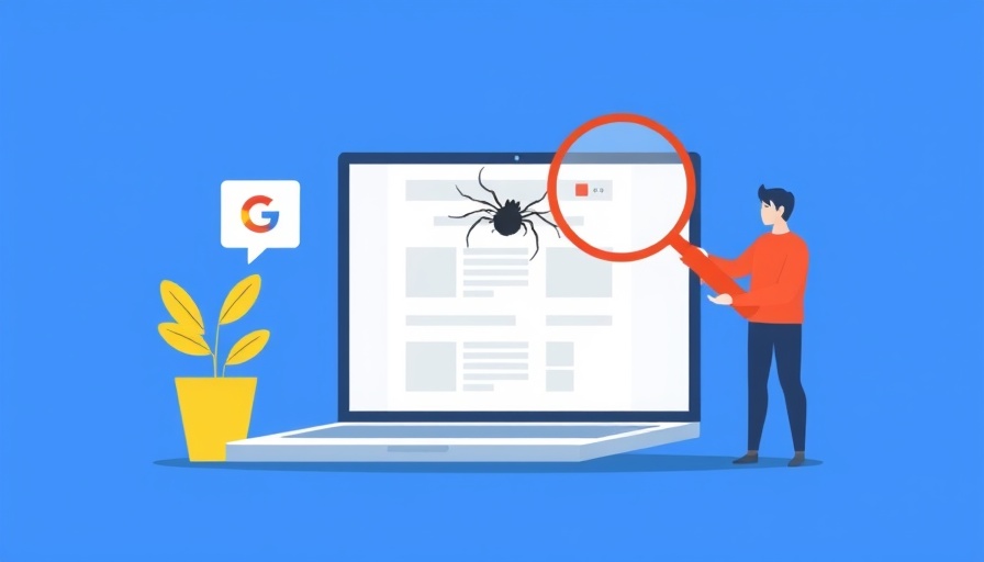 Illustration of Google indexing process on laptop screen.