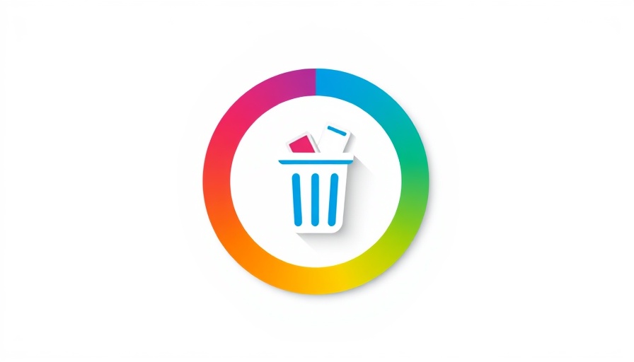 Colorful circle with trash can icon for Google cached content removal concept.
