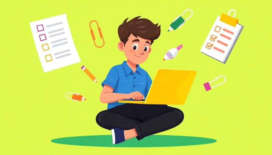 Building AI chatbot guide featuring cartoon person with laptop