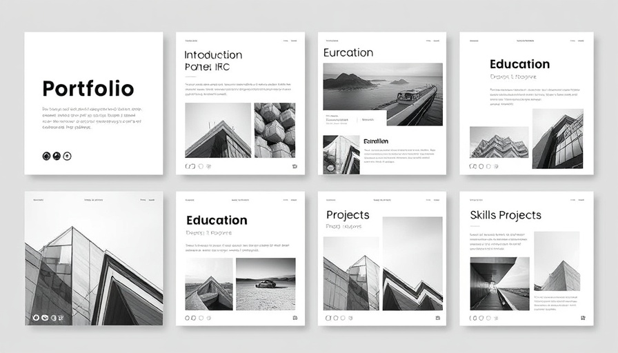 Minimalistic social media portfolio headers and covers design with bold typography.
