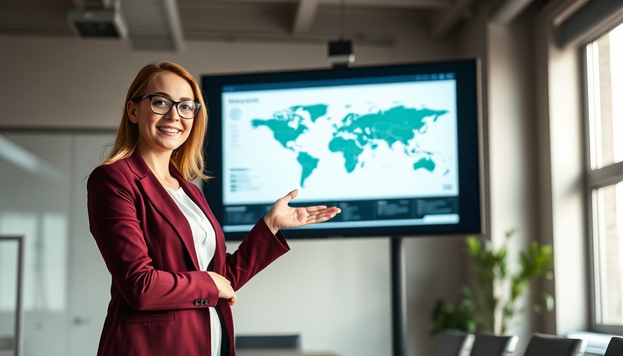 Businesswoman presenting digital marketing strategies for emerging markets