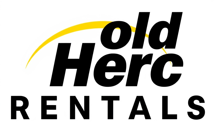 Herc Rentals logo featuring bold black text and a yellow swoosh.