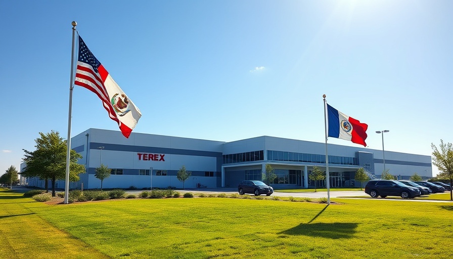 Terex Utilities installation capacity expansion showing facility and flags.