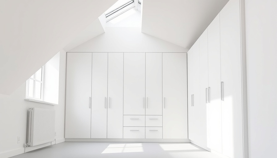 Modern loft fitted wardrobes with skylight, minimalist design