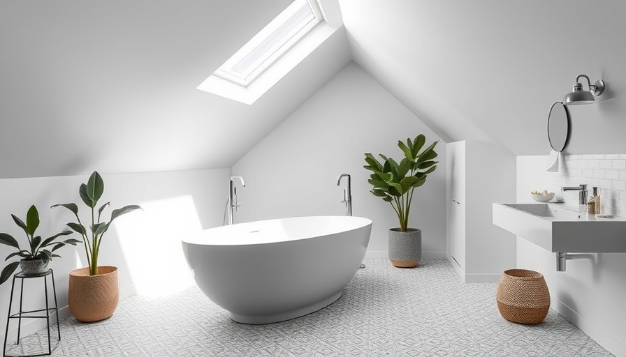 Elegant low ceiling loft conversion bathroom with skylight.