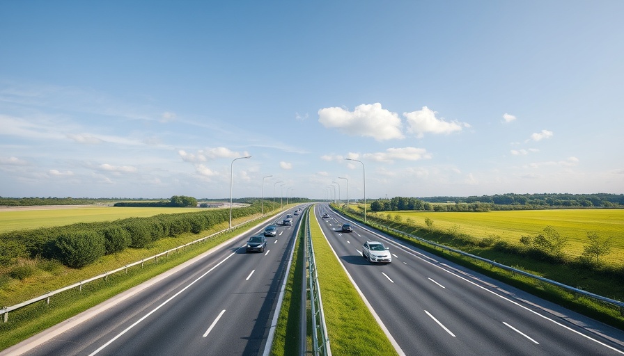 Modern highway entering tunnel in vibrant landscape, Planning Reforms concept.