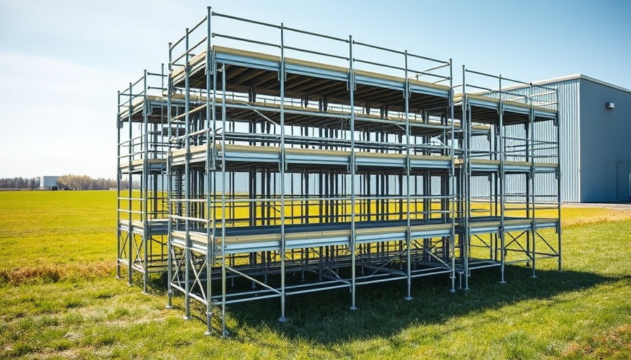 Stacked mobile scaffolds in an industrial setting for Australian contractors.