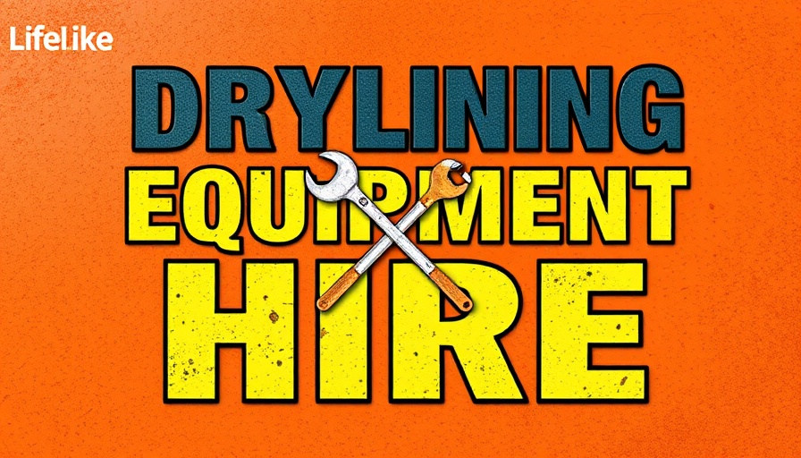 Drylining Equipment Hire Benefits text with tools icon.