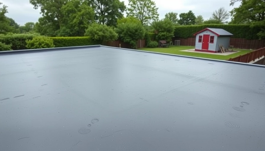 Sikaplan single ply flat roof overlooking a landscaped backyard.