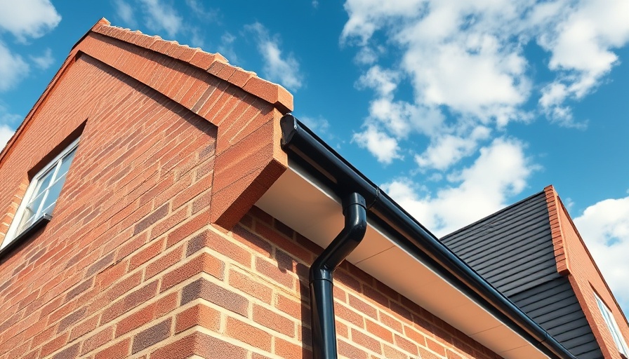 New aluminium guttering installed on a brick house corner in Leeds.
