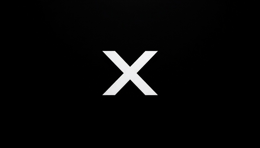 Minimalistic white X logo on black textured background.