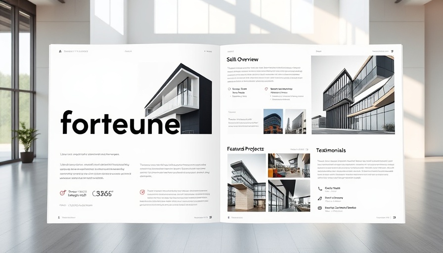 Modern architectural portfolio brochure featuring sleek design and layouts.