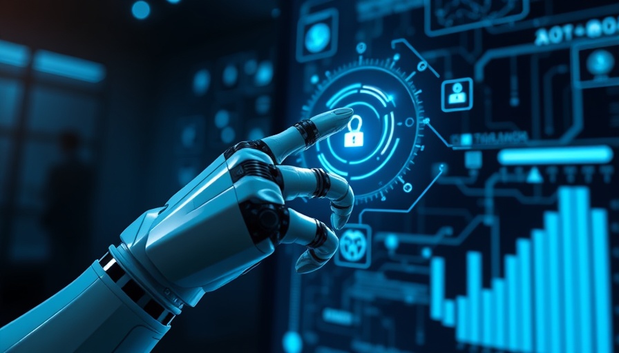 Futuristic robotic hand showcasing AI in personalized marketing with tech background.
