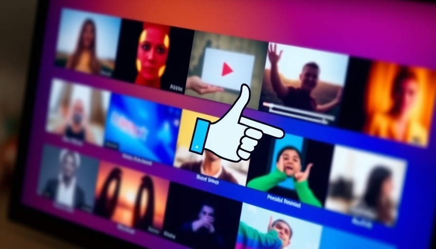 Video marketing for business display with video thumbnails on a computer screen.