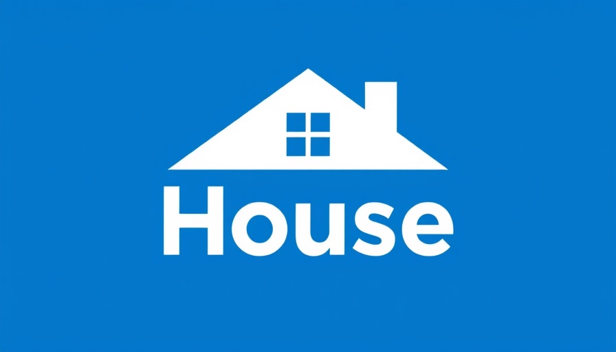 Blue and white logo with house design, chatbot marketing agency.
