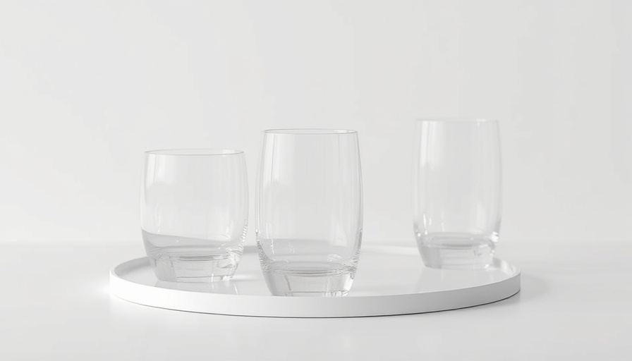 Elegant everyday drinking glasses set on white surface.