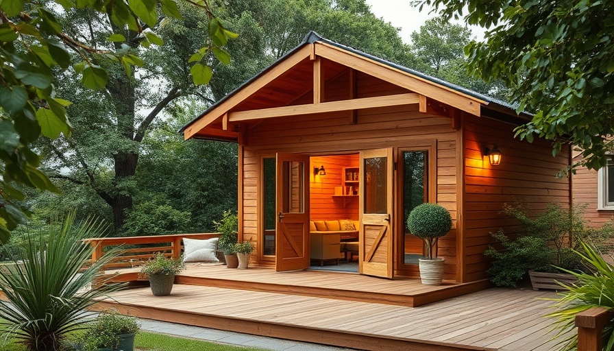 Modern garden cabin with deck, perfect for Garden Airbnb Ideas.