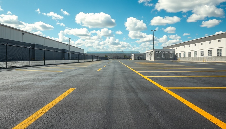 Freshly paved asphalt driveway installation with yellow lines.