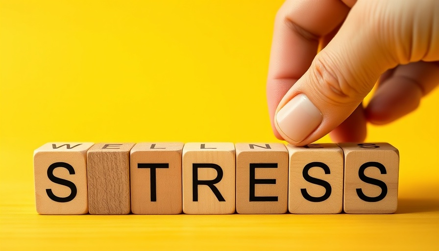 Hand changing 'STRESS' to 'WELLNESS' with wooden blocks, self-care theme.