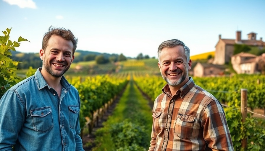 Smiling men in vineyard for Ernst Loosen Burgundy Wine Project