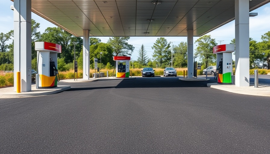 Innovative asphalt driveway installation at gas station