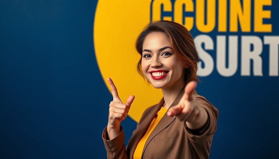 Confident woman pointing at restaurant marketing tactics text