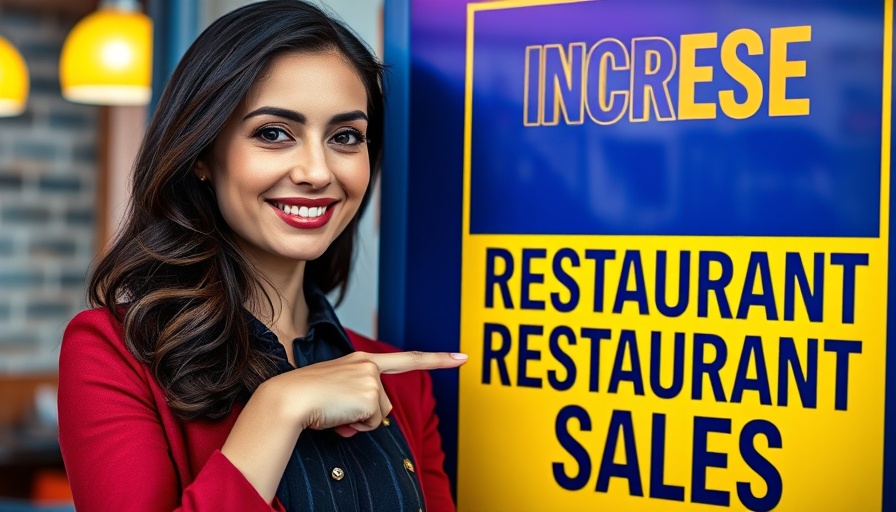 Confident woman with sign on restaurant marketing tactics
