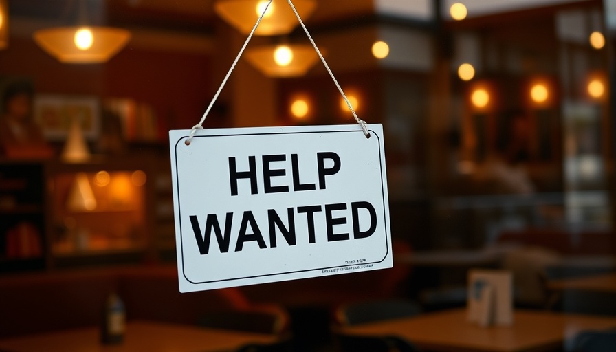 Help Wanted sign for hiring seasonal restaurant staff.
