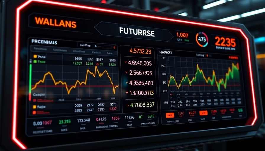 Futuristic display of current coffee prices tool with market data.