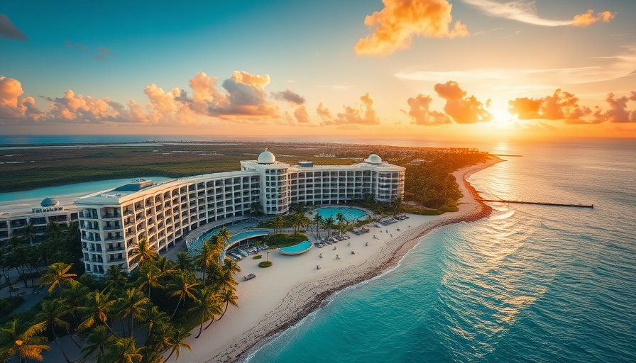 Aerial view of Barceló Maya Riviera resort with modern architecture.