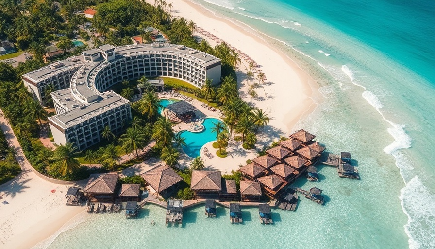 Luxurious resort with beach and palm trees in Riviera Maya, best hotels.