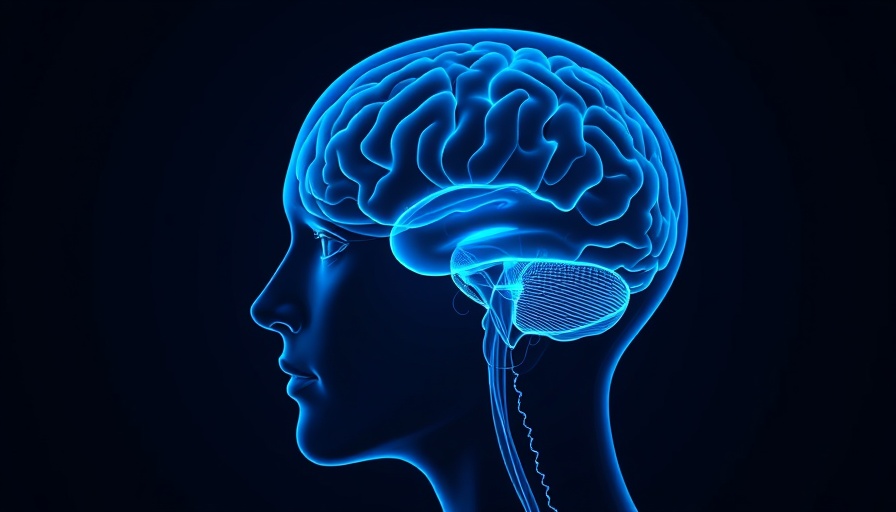 Transparent human head with brain highlighted, eye care illustration.