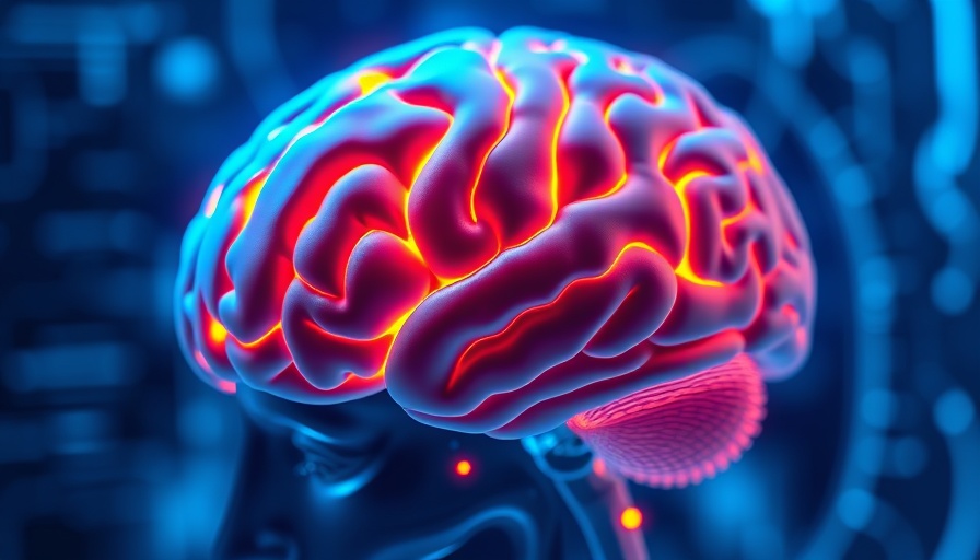 Futuristic brain scan with glowing occipital lobe, eye care.