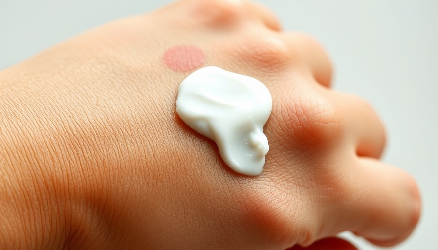 Close-up of hand applying cream for extended relief from atopic dermatitis.