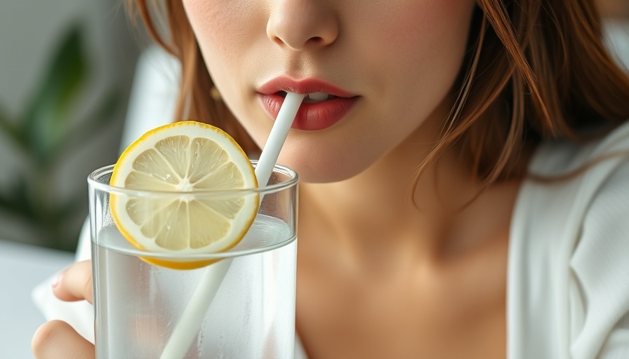 Close-up of a woman sipping lemon water, related to osteopathic treatment.