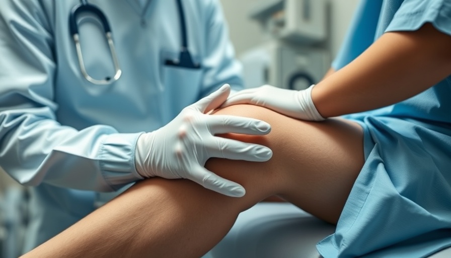 Healthcare professional assessing knee post-surgery for cupping therapy.