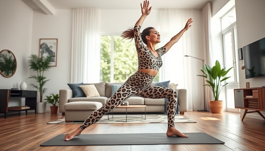 13 Min Yoga Full Body Stretch in a modern living room, woman in leopard print.