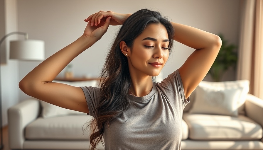 Woman doing 10 minute full body yoga stretch in serene living room.