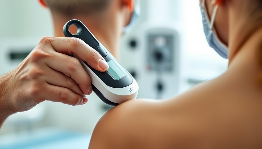 Chiropractic shoulder therapy with a handheld device, best chiropractor near me.