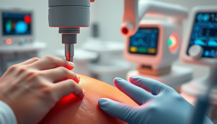 Radial shockwave therapy in Towson MD, displaying equipment in a clinical setting.