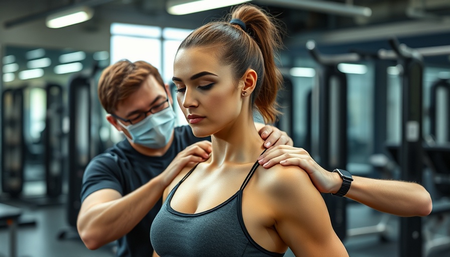 Chiropractor assessing female athlete in gym for sports injuries.
