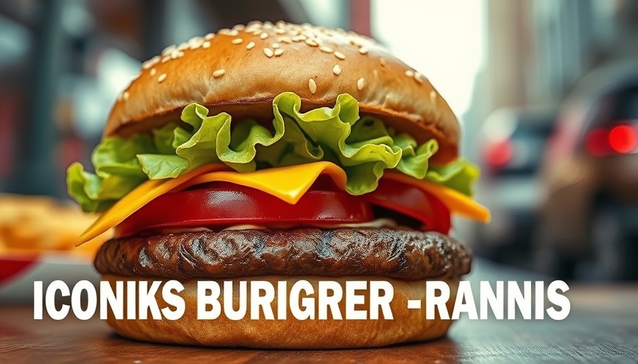 Close-up of a mouth-watering burger with lettuce and cheese, iconic burger chains text.