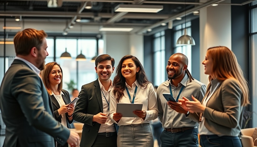 Business meeting with professionals in modern office space.