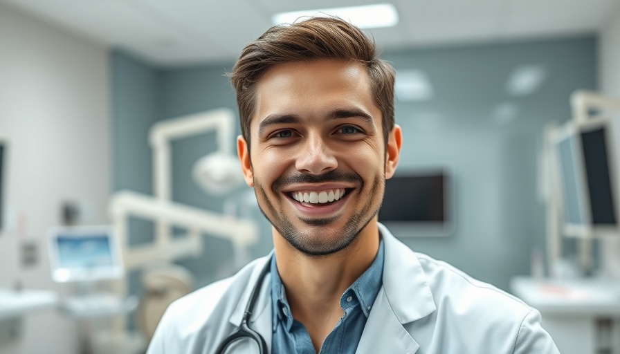 Young dentist discussing dental tourism in India reviews.