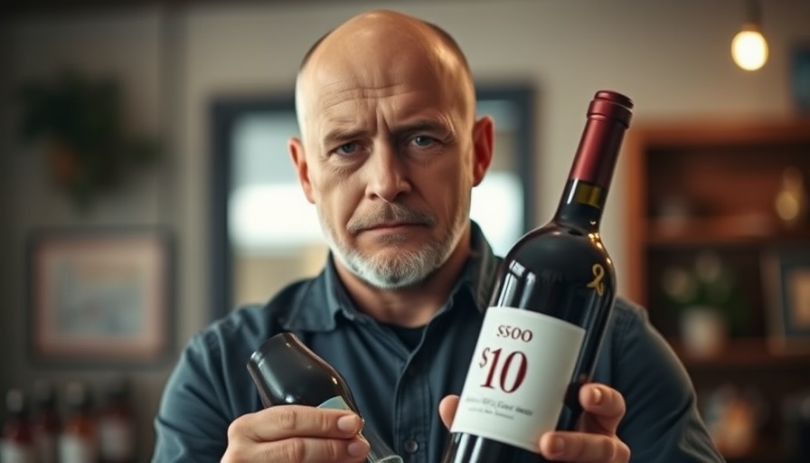Is Expensive Wine a Scam: Man comparing wine bottles with prices.