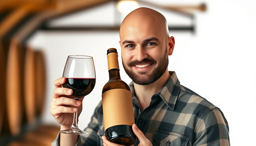 Man enjoying 2020 Bordeaux wine tasting in rustic setting.
