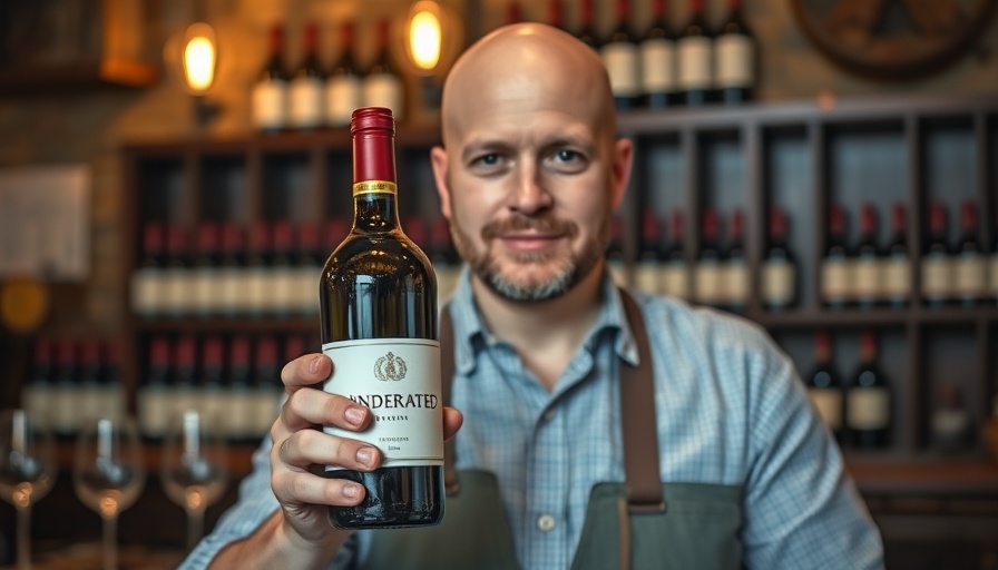 Man presenting Spanish white wine bottle with high score.